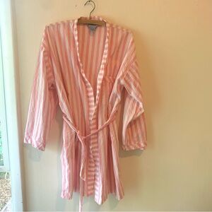 Vintage Pink Striped Robe 100% Cotton